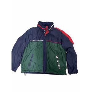 Tommy Hilfiger Y2k Jacket XXL Blue Green Red Fleece Lining Reversible‎